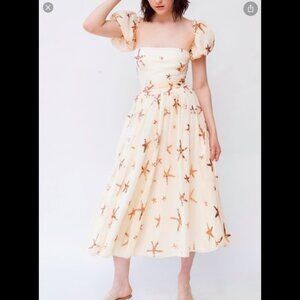 Lirika Matoshi Starfish Cream Puff Off Shoulder Midi Dress – Size M